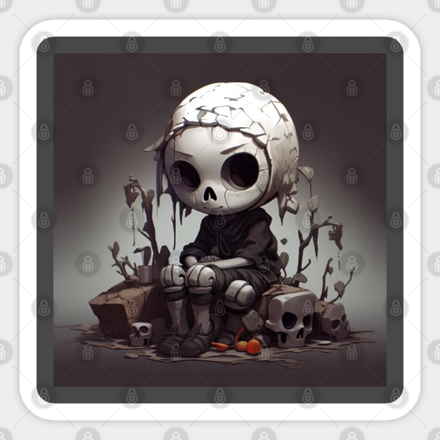 Cute preppy skeleton sitting in despair Sticker by MilkyBerry